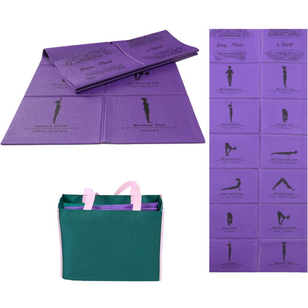 Colchoneta de Fitness plegable de Pvc para Yoga, antideslizante, para gimnasio, Fitness, Pilates, almohadilla de juego, colchoneta de ejercicio portátil para suelo con bolsa de transporte