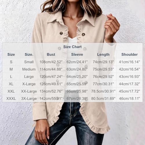 Corduroy Jacket Women Ruffle Business Casual Open Front Lapel Button Coat - image 4
