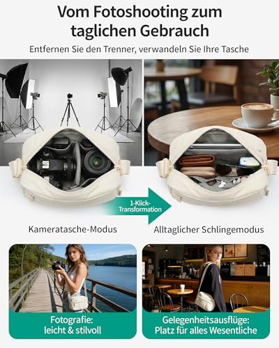 bagsmart Torba na aparat DSLR SLR, mała, lekka i stylowa torba na ramię, lustrzanka, akcesoria, czarny, moda