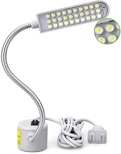 Luz LED de costura para máquina de coser (30 LEDs) para banco de trabajo, torno, taladro, lámpara de trabajo flexible con brazo de cuello de cisne