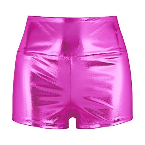 TiaoBug Pantalones Cortos de Cuero Elástico de Danza Cover