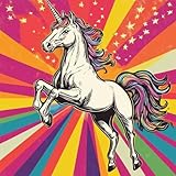colorido Pintar Por Numeros Adultos Kits, unicornio DIY Manualidades NiñOs, Lienzos Para Pintar Con Pintura Acrilica Y Pinceles, Regalos Personalizados Para Decoracion Hogar, Sin Marco 35x35cm 3-110