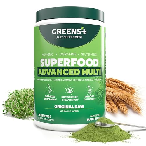 Greens+ Advanced Multi Raw Superfood | Essential Blend of Raw Foods, Superfruits and Sea Vegetables Powder | Vegan | Dietary Supplement | Non GMO, Soy Dairy & Gluten-Free | Size 9.4oz