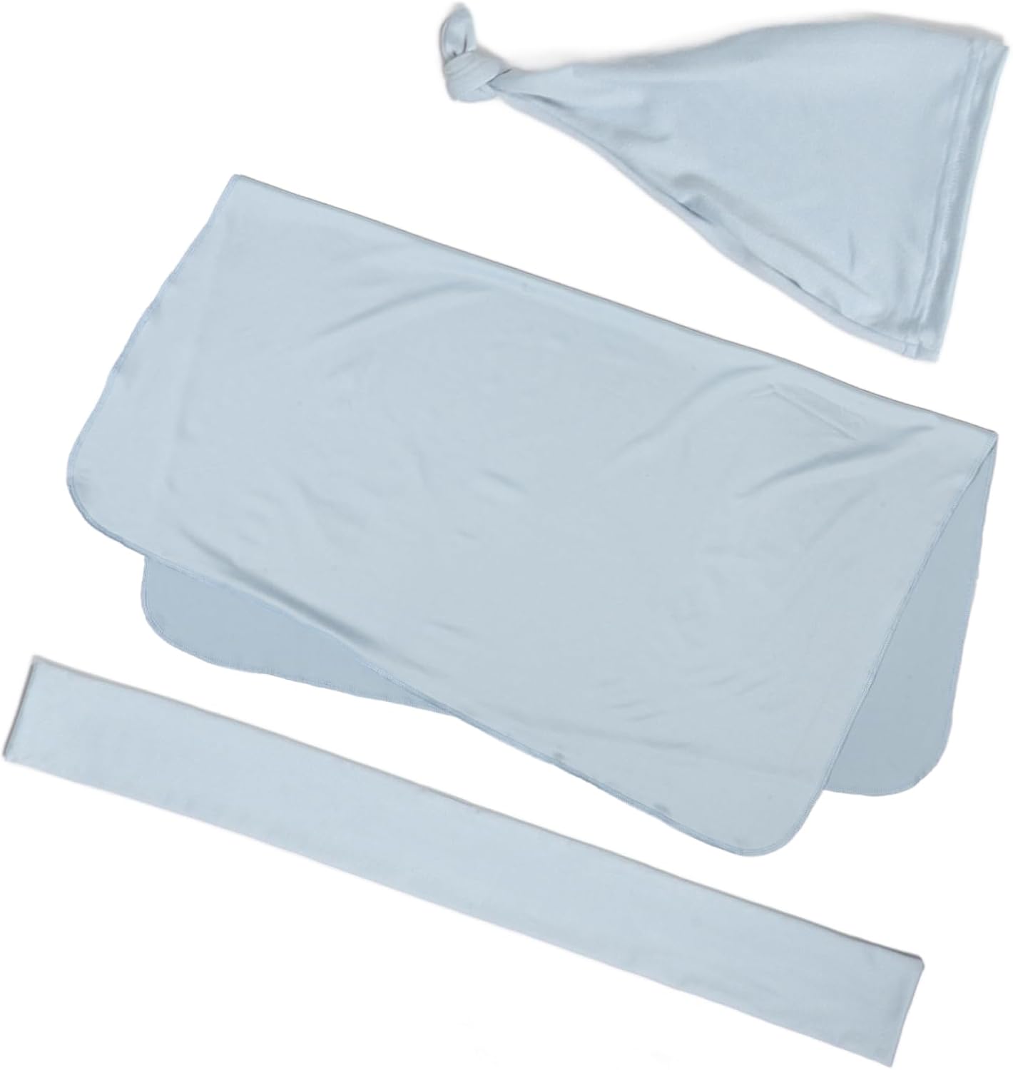 BESTYASH Soft Swaddle Receiving Blanket Set with Beanie and Scarf for Newborns Essential for Boy Girl Care and Warmth for Boys and Girls Sky-Blue