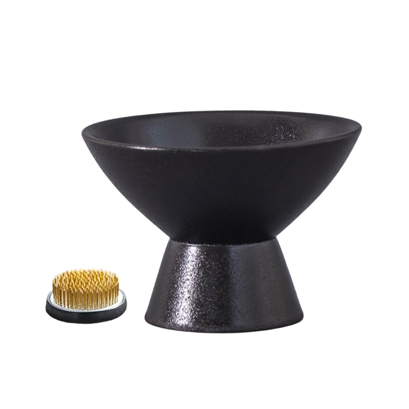Ronyme Ceramic Flowerpot Decorative Footed Bowl, Simple Flower Arrangement Container for Home Decor, 4.9x4.3x3.5 Inch Black Planter Ornament for Living Room Study Cafe Yard, Floral Art Supplies Gift