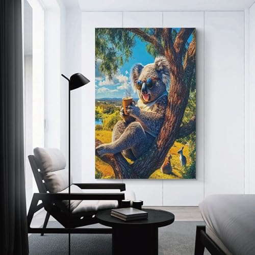 Toile cool koala murale café décoration salon moderne grand format 50x75 - 3