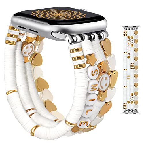 Bracelet de perles compatible avec Apple Watch JR.DM 329 création luxueuse et perles unies