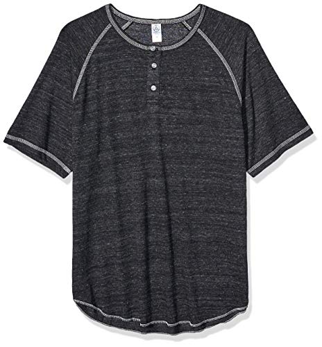 Alternative Men's Jersey Raglan Henley t-Shirt, Eco Black, L