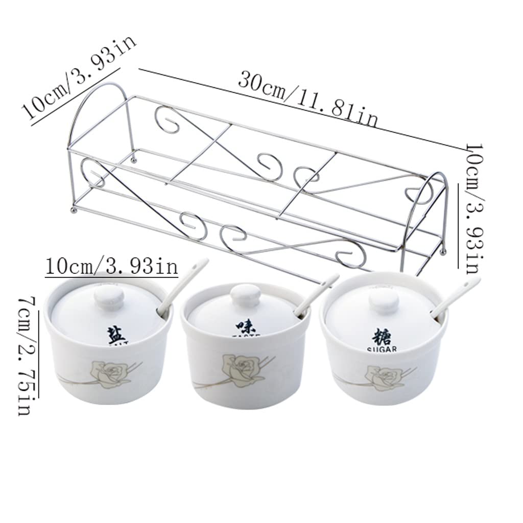 Set di Bottiglie per condimenti, Barattolo per condimenti in Ceramica con Coperchio, Creativo, Rotondo, per la casa, Barattolo per condimenti, Scatola per condi,Photo Colore S