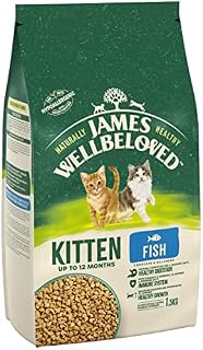 James Wellbeloved Complete Hypoallergenic Dry Cat Food for Kittens and Pregnant/Nursing Cats, Made With 100% Natural Ingredients and One Source of Animal Protein (Fish), 1.5 kg
