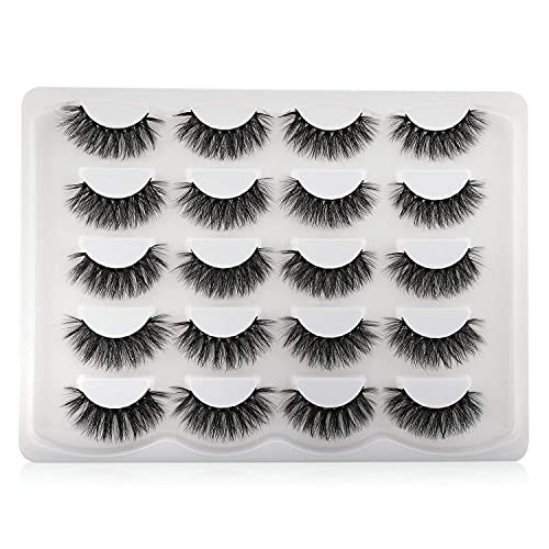 Ruairie False Eyelashes Mink Full Thick Volume Lashes Pack 10 Pairs 3D Faux Mink Lashes Fluffy Long Dramatic Fake Eyelashes Bulk