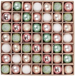 Valery Madelyn 49pcs 3cm Shatterproof Christmas Baubles, Traditional Red Green Gold Christmas Ball Ornaments for Christmas Tree Decoration