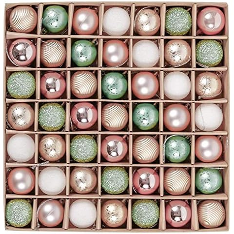 Valery Madelyn Bolas de Navidad Elegante Menta Verde y Rosa Champán Dorado, Adornos de Bolas Plásticas Infrangibles Cover