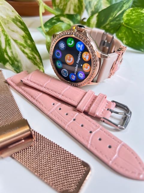 Smart Watch for Women Rose Gold with Diamonds.IP67 Fitness Tracker Sports Modes Smartwatches for Android iPhone iOS 3 Different Straps 4 Charms as Gift image 8 of 9 B0CZXP9BMG