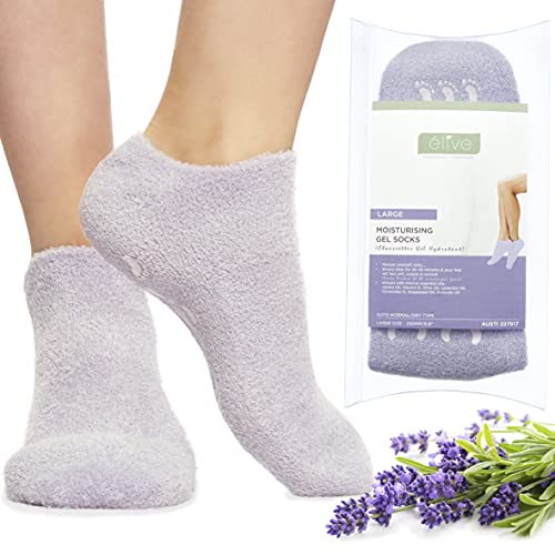 Elive Moisturizing Socks For Dry Cracked Feet Women Men - Essential Oil Infused Silicone, Foot Mask Care Spa Gel Sock, Cold Therapy, No Cream Lotion Treatment, Heel Socks Heal Repair Heels, 9.8 Large