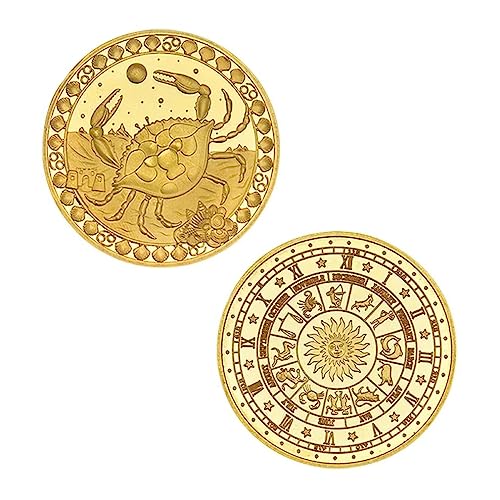 12 Constellation Challenge Coin,Aries/Taurus/Gemini/Cancer/Leo/Virgo/Libra/Scorpio/Sagittarius/Capricorn/Aquarius/Pisces Gold Plated Coin Collection