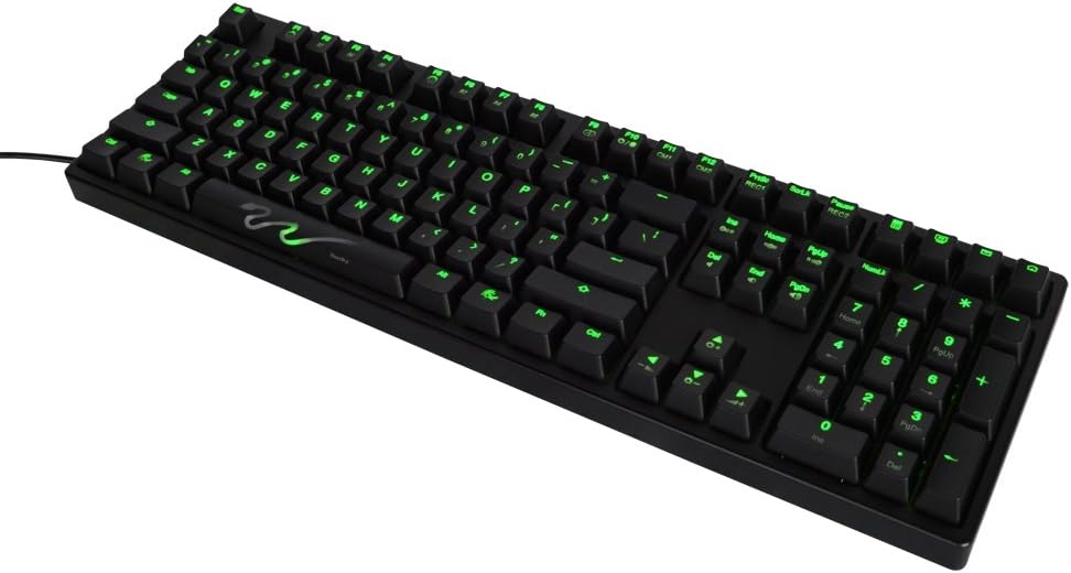 Close-up of Ducky Shine 3 keyboard keys with green backlighting