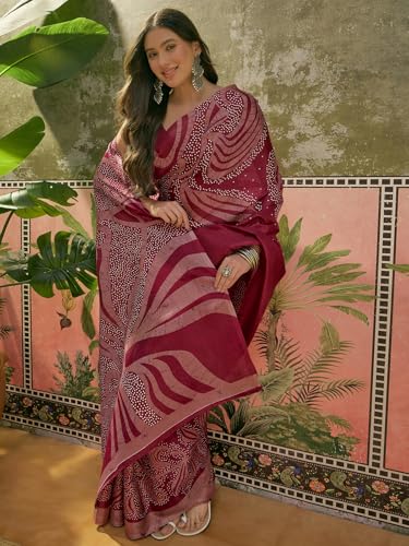 Image of SIRIL Women's Cotton Printed Saree With Unstitched Blouse Piece
