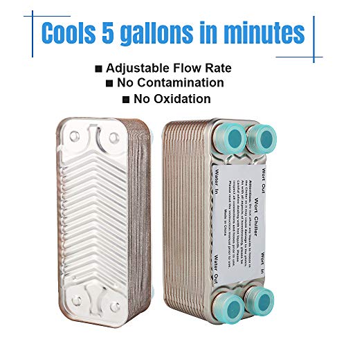 Ferroday 30 Plate Wort Chiller Stainless Steel Brazed Plate Heat Exchanger 3/4 NPT Thread Plate Chiller[7.5" x 2.9] - Thumbnail 7