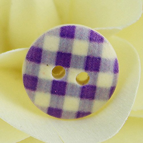 Polytree 100Pcs Sewing Wooden Buttons Round Shape Colorful Print 2 Holes #TOP5