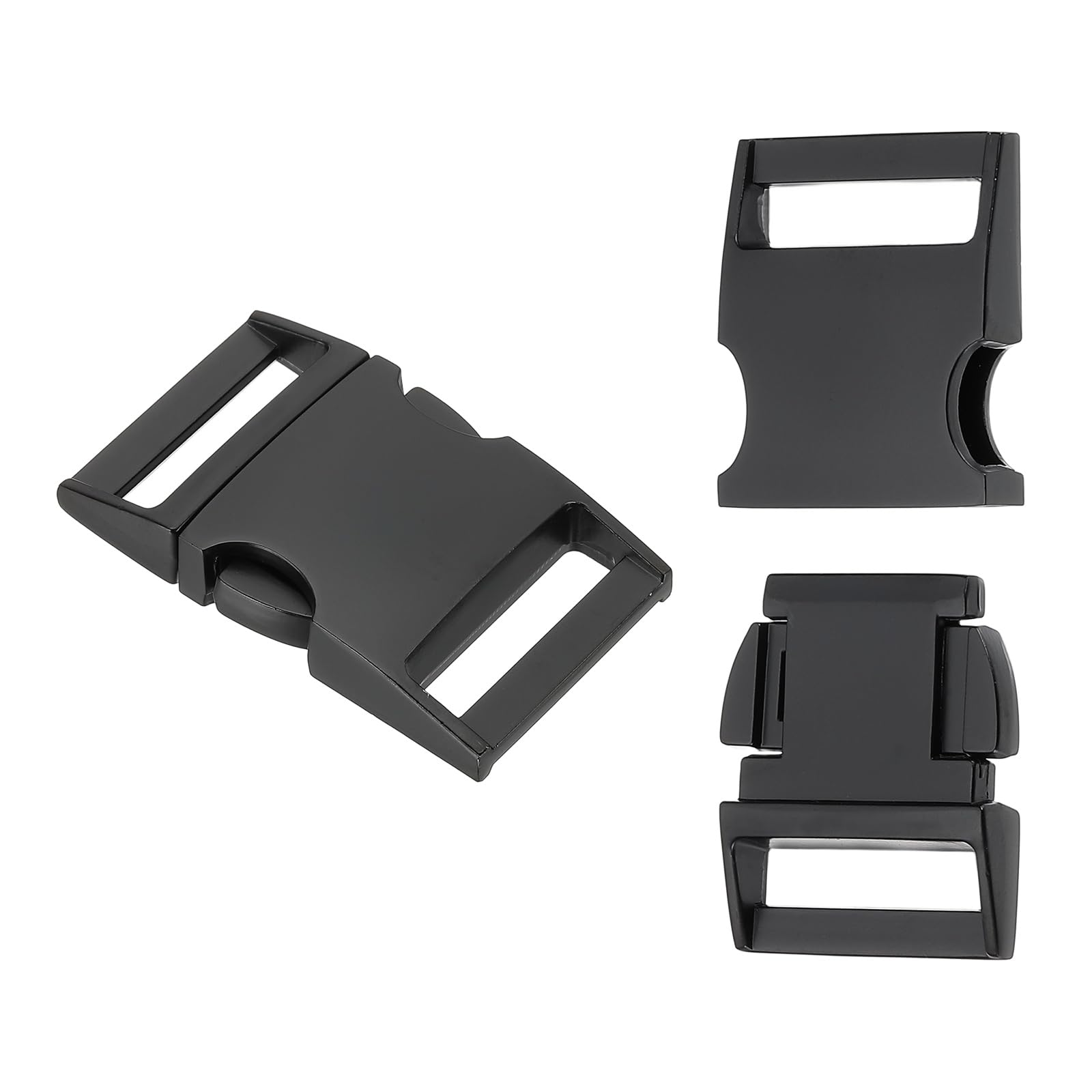 PATIKIL Quick Side Release Buckle 9/16 Inch / 15mm, 2Pcs Metal Buckles Replacement No Sewing Snaps Clips Clasps for Backpack Straps Fanny Pack Webbing Dog Collars, Black