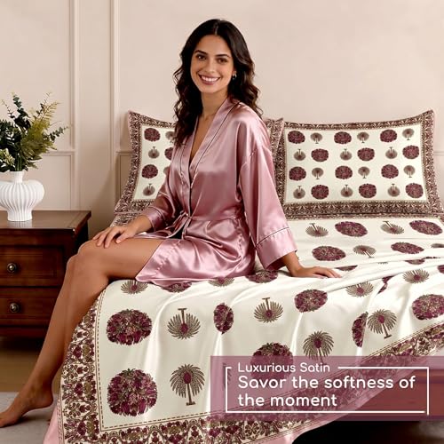 Image of Ishro Home Premium Bedsheet for Double Bed with 2 Pillow Covers - Cloud Cotton Bedsheet, Soft, Silky Smooth & Wrinkle Resistant, Luxury Printed Design (Flat Double Bed Size, Jodhpur Regal)