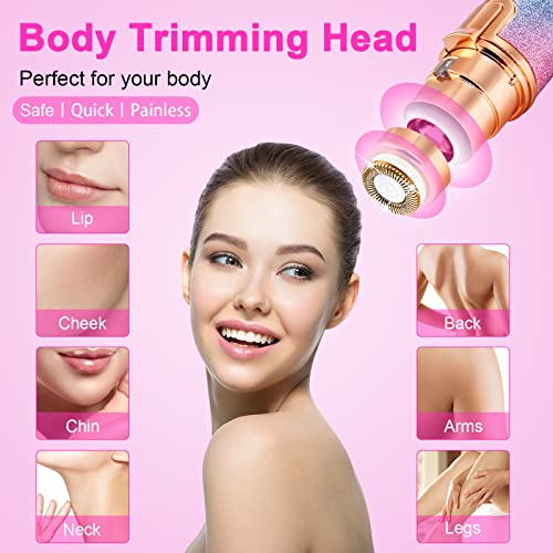 ACWOO-Depiladora-Facial-Mujer-Electrica-Depiladora-Cejas-Portatil-2-en-1-Rasuradora-Mujer-USB-Recargable-con-Cabezal-de-Repuesto-y-Luz-LED-Afeitadora-Sin-Dolor-para-Cara-Nariz-Labio-Iridiscente