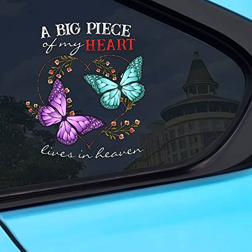 Butterfly A Big Piece Of My Heart Sticker Car Decals, Car Sticker Decal Sticker For Windows, Memorial Car Decals, Vinyl Sticker Decal, Memorial Window Decal For Car Truck #TOP2