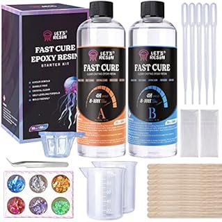 LET'S RESIN Fast Curing Epoxy Resin Kit-4 Hours Demold, 600ml/20oz Quick Curing & Bubble Free Epoxy Resin for Craft, Art, Resin Supplies with Foil Flake, Resin Cup, Stir Stick