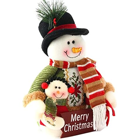 GWOKWAI Christmas Tabletop Decoration, Santa Claus & Snowman Plush Doll Traditional Ornament for Christmas Theme Party Wedding Home Bar Tabletop Scenes Decoration (Snowman, 12 * 8in) Cover