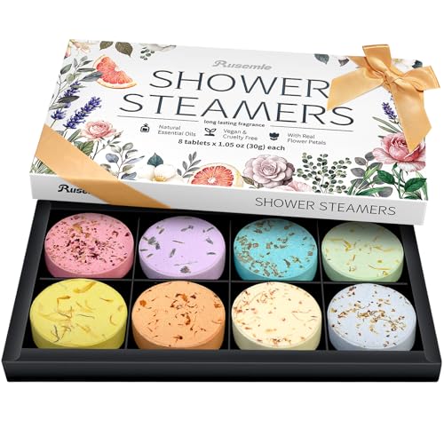 Shower Steamers Aromatherapy Birthday Gifts for Women - 8 Pack Shower Bombs with Natural Essential Oils Self Care Relaxation Home Spa Gifts for Mom Wife Teacher Appreciation Gift