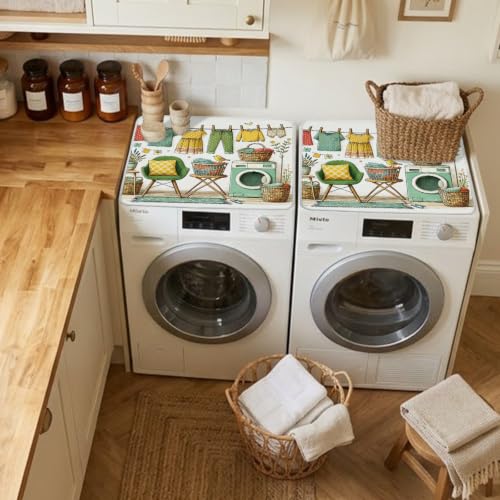 Image of Nuxovilar Clothesline Dryer Cover Top 2pcs 23.6x19.7in Polyester Mat | Dryer cover top clothesline protector mat laundry room home apartment dust proof (Clothesline)