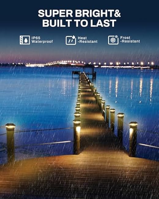 Fence Post Lights, 25 Lumens Deck Post Cap Light Solar Powered Outdoor Lighting, Fits for 4x4 or Larger Wooden Posts with 4x6 Base, 3000K Warm Light, Waterproof, Black - 8 Pack