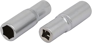 Aexit 1/4-inch Square Hand Operated Tools Drive 10mm Hex 6 Point Impact Socket Silver Tone 2pcs Model:84as569qo742
