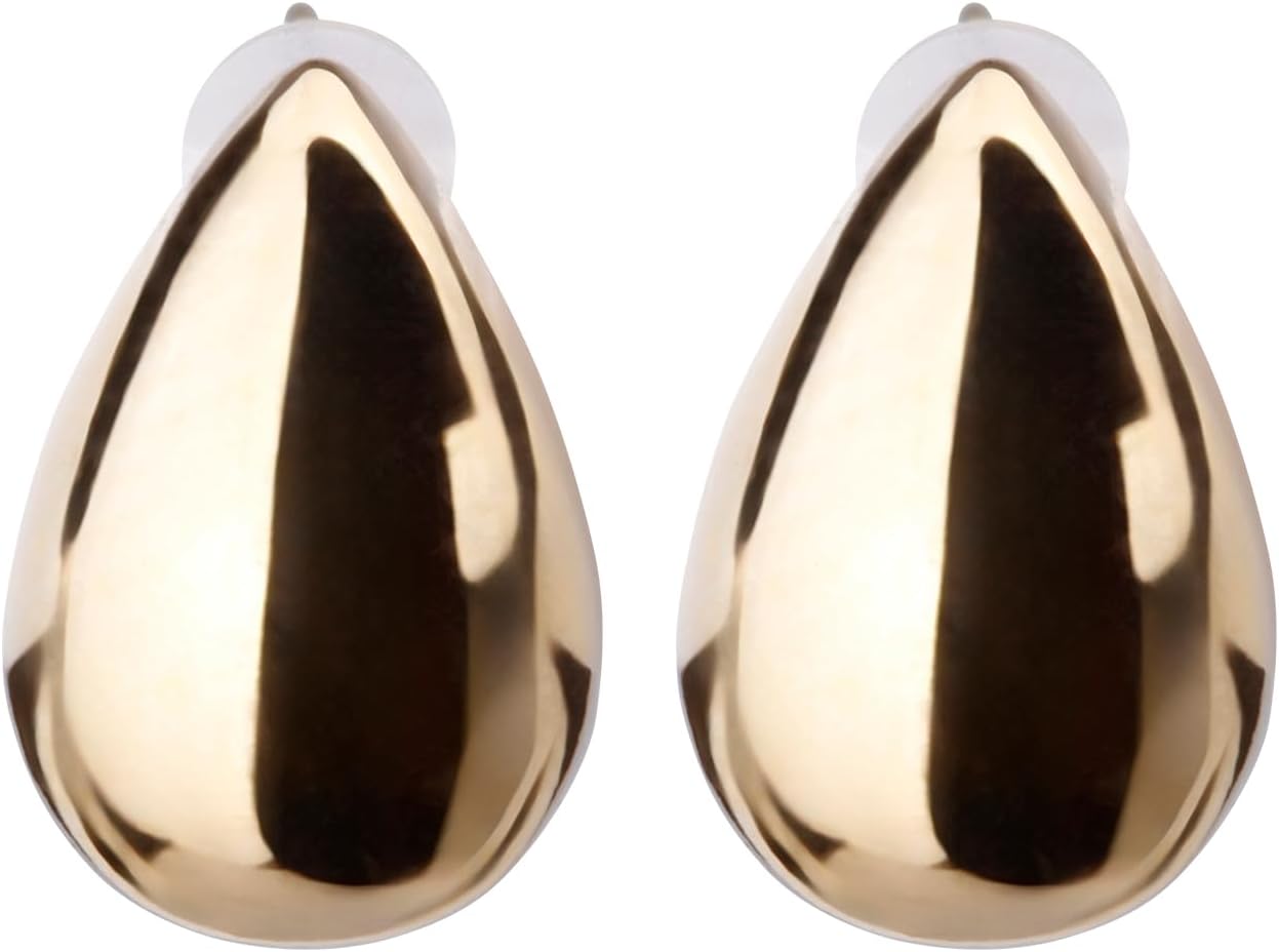 K18(18K) Post Artisan Drop Stud Earrings | Hypoallergenic & Nickel-Free | Made in Japan | Available in 6 finishes: Silver, 24KGold, Pink Gold, MatteSilver, Matte24KGold, and MattePinkGold jk-247