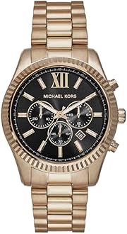 Michael Kors Lexington Watch für Herren, 44mm Quarz-Chronographenwerk mit Edelstahlarmband