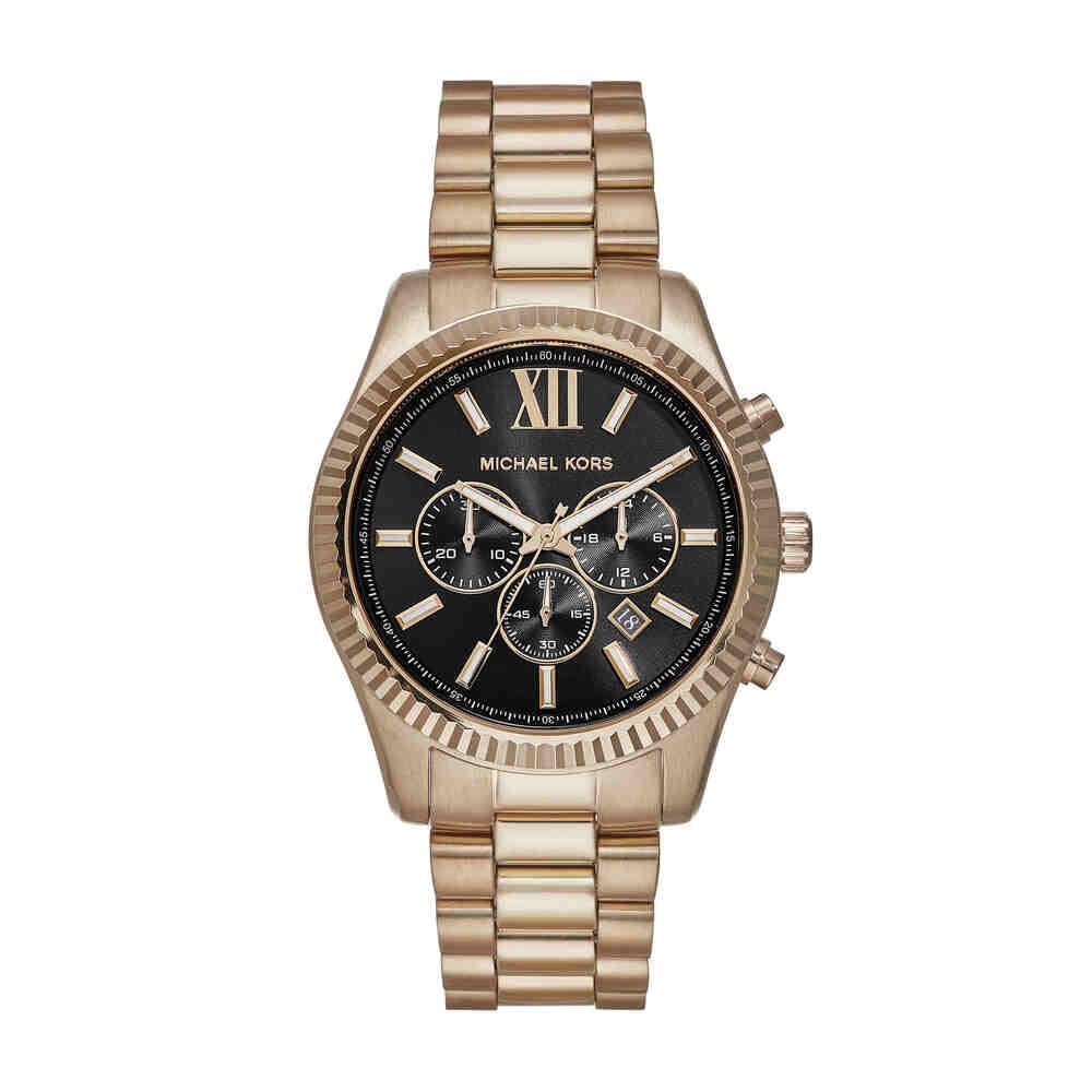 Michael Kors Lexington Watch for Men, 44mm Quartz Chronograph Movement with Stainless Steel Strap