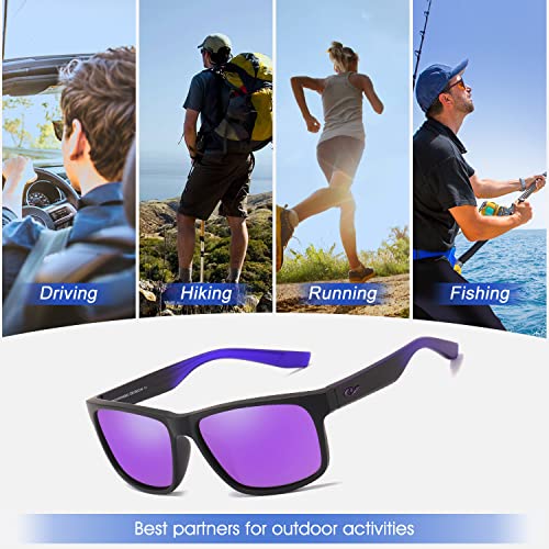 Tramean Polarized Sunglasses For Men Women Uv400 Protection Sports Fishing Sun Glasses Driving Shades,Black&Purple/Purple #TOP5