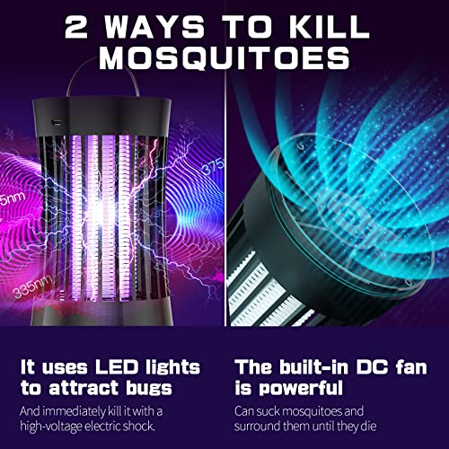 Aicase Portable Usb Electronic Rechargeable Mosquito Fly Killer Lamp/Bug Zapper For Summer Trip,Outdoor Camping,Patio,Home And Garden,Fly Trap Indoor,Moth Trap/Bug Killer/Insect Killer Light(Black) #TOP3