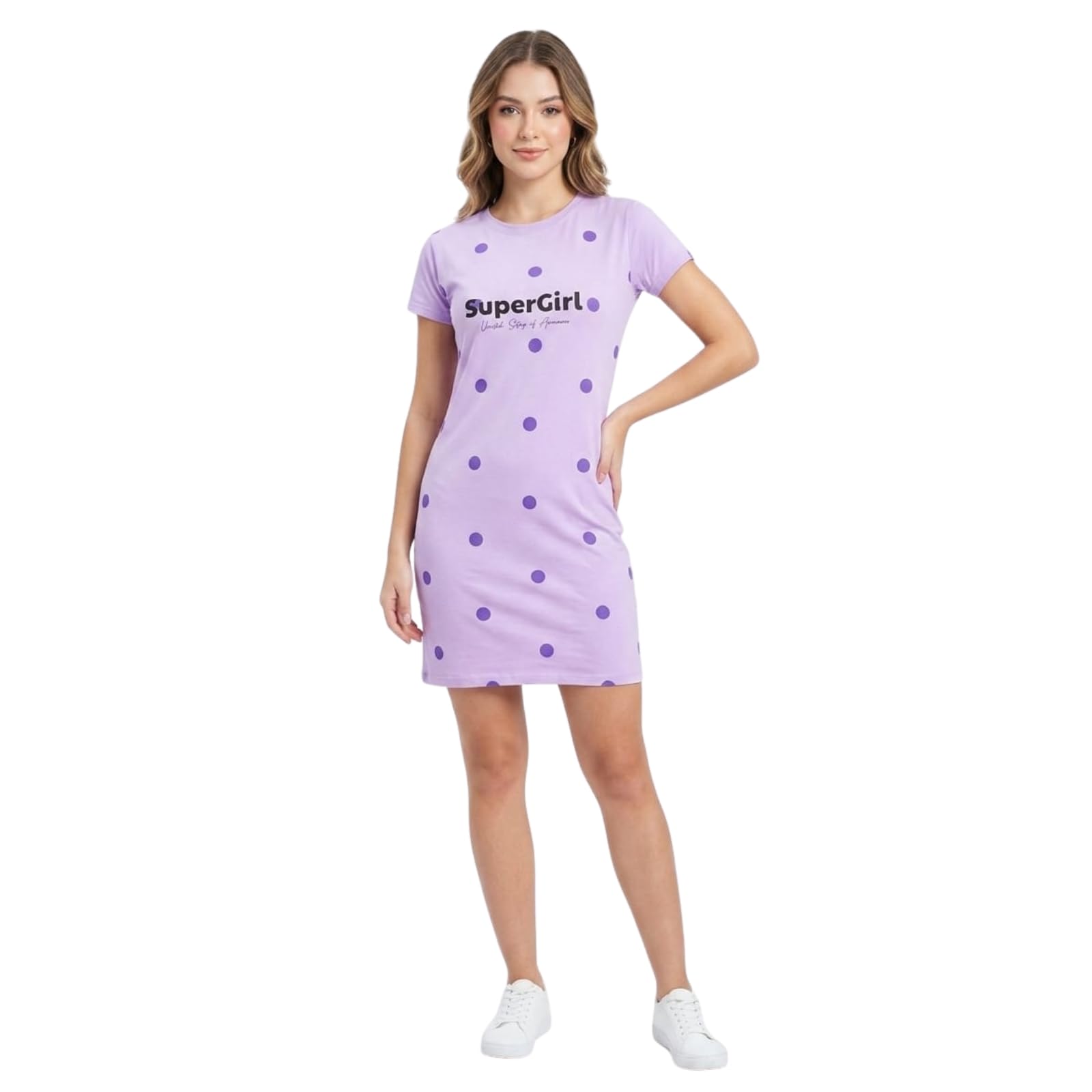 Women’s Cute Heart Print Casual T-Shirt Dress | Soft Cotton Short Sleeve Summer Outfit, Home & Travel | Comfortable Regular Fit Tunic Dress (XL)-picture-15