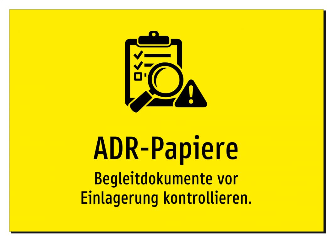 36379-DE-S-13 | ADR-Papiere - Begleitdokumente vor Einlagerung | Aufkleber A2, 594 x 420mm | mit Symbolgrafik und Text