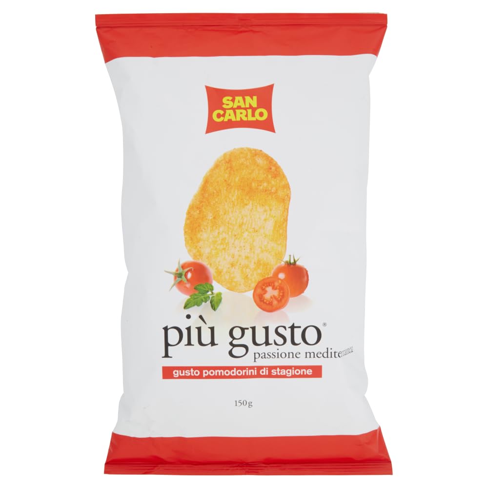 15x Testpaket San Carlo Più Gusto Patatine,Paprika + Limette und rosa Pfeffer + Kirschtomaten - Kartoffelchips Chips,150g Beutel + Beni Culinari Kostenloser Schlüsselanhänger