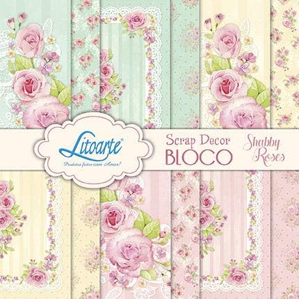 Scrap DÉCOR BLOCO - LITOARTE Shabby Roses