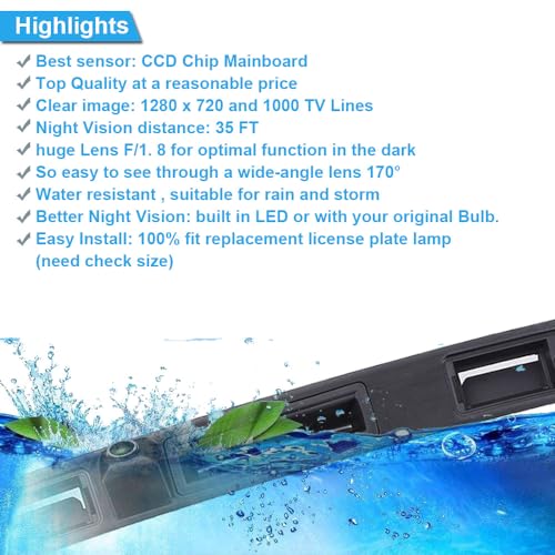 Image of 1280 * 720 Pixels HD Car Rear View Trunk Handle Camera Parking Reverse Back up Camera Replacement for Audi A3 A4 S5 S6 Q7 RS3 S3 RS4 S4 RS6 S6 A6 A6L C6 Plus RS Variants Kombi Night Vision Waterproof