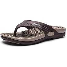 DSLED Massage Flip Flops for Men & Women, with Arch Support Summer Breathable Beach Shoes, Acupressure Sandals Massage Slippers, Relief Plantar Fasciitis Heel Arch Arthritis Pain, Khaki