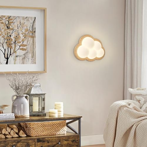 Aplique de pared de nube creativa LED en madera maciza para iluminación interior 6