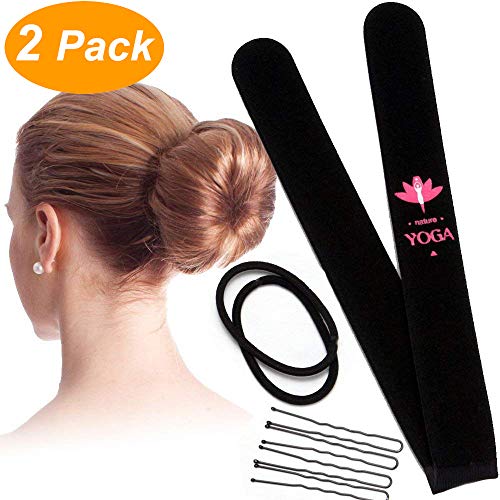 2 Pack Yoga Sponge Donut Making Tool Magic Bun Shaper Hair Bun Making Styling DIY Curler Roller Hairstyle Tools French Twist Doughnuts Girls Send The Rubber Band And The Clip