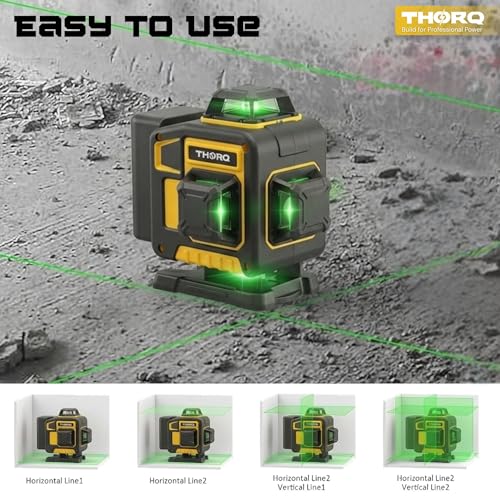 Image of 16 Line Laser Level 360 Self Leveling | 4x360 4D Green Cross Line Laser with 2 Batteries, Remote Control & Tripod | Professional Laser Level for Tiling, Construction & Interior Work