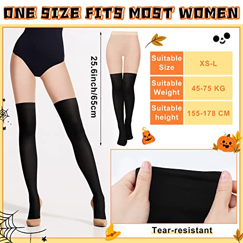 Foaincore 4 Pairs Mock Thigh High Tight Suspender Pantyhose Sock for Women Footed Tights High Waist Pantyhose for Women Girls4
