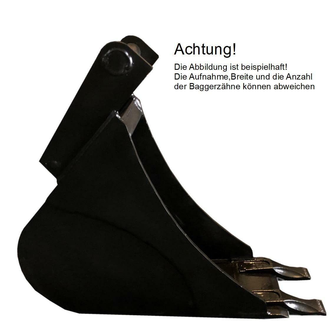 SRM-Design Baggerlöffel Tieflöffel Baggerschaufel Hardox Minibagger MS03 20cm mit 2 Zähnen (Schwarz, Grabschaufel mit Zähnen)